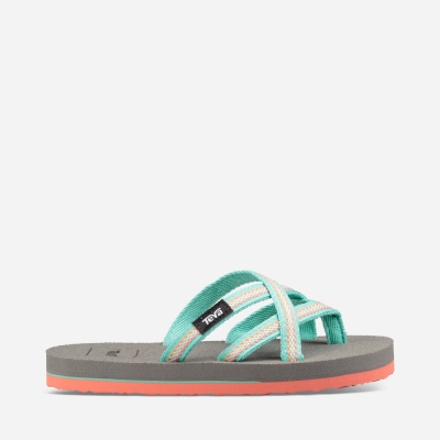 Teva Olowahu Kids' Grey / Coral Flip Flops CA02847 Canada Clearance